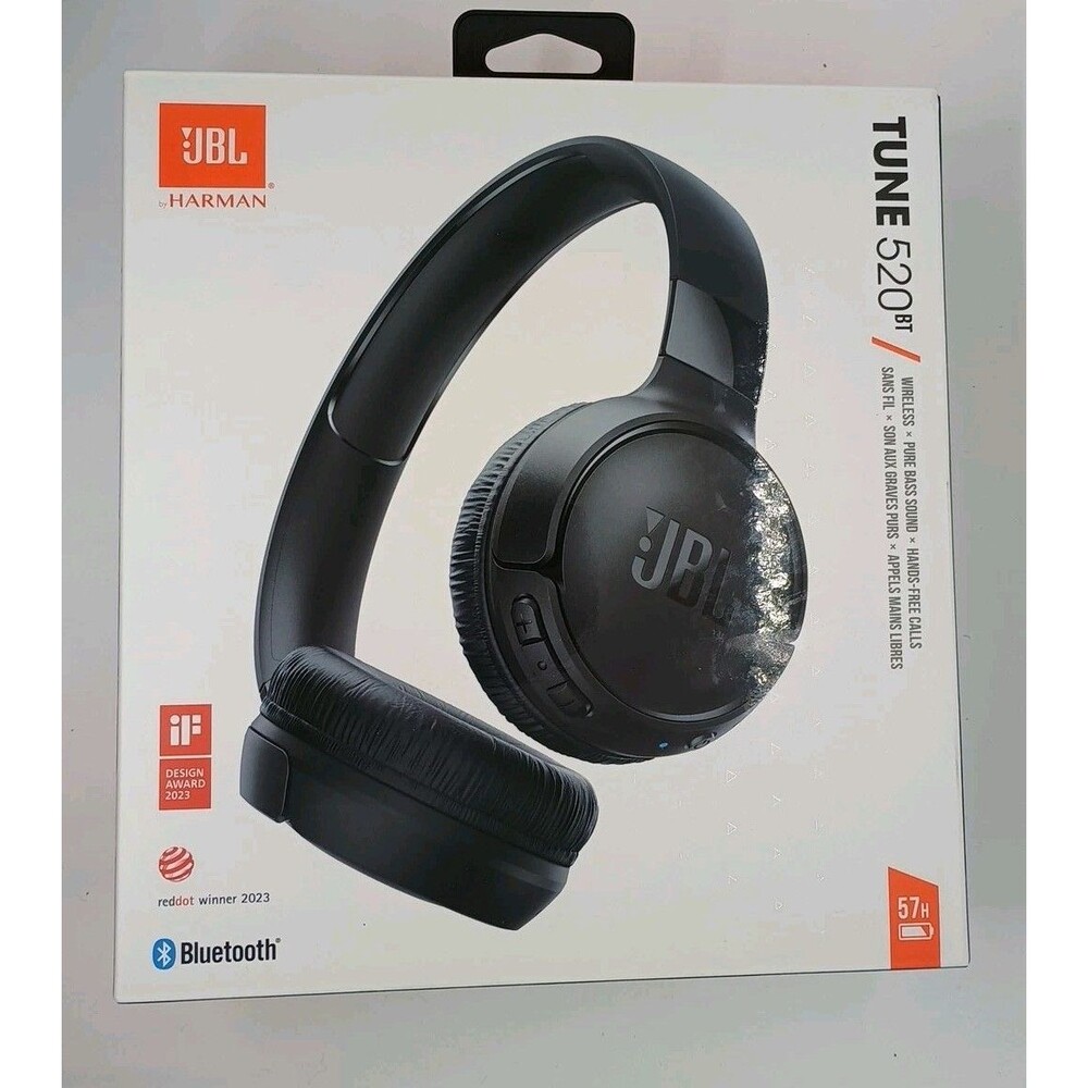 JBL 520BT Tune Wireless Bluetooth On Ear Headphones, Black - New and Sealed